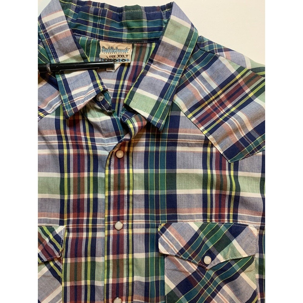 Vintage Saddlebrook Western Shirt Long Sleeve Pearl Snap Striped XXLT Multicolor